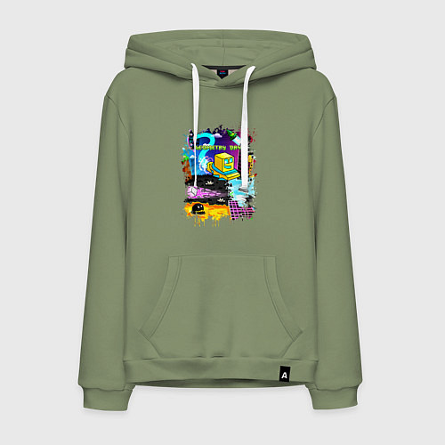 Мужская толстовка-худи Geometry Dash: Pixel Logo / Авокадо – фото 1