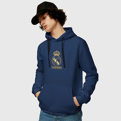Мужская толстовка-худи Real Madrid gold logo / Тёмно-синий – фото 3