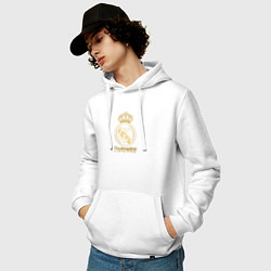 Толстовка-худи хлопковая мужская Real Madrid gold logo, цвет: белый — фото 2
