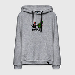 Толстовка-худи хлопковая мужская WHAT? КОТ РОНЯЕТ ЁЛКУ, цвет: меланж