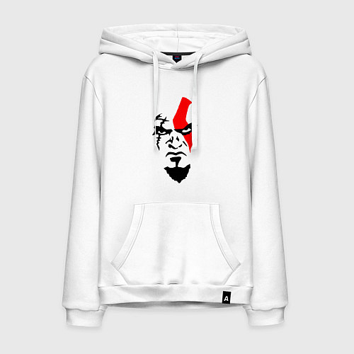 Мужская толстовка-худи ЛИЦО КРАТОСА, БОГ ВОЙНЫ / Белый – фото 1
