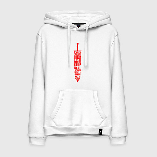 Мужская толстовка-худи БЕРСЕРК КРАСНЫЙ МЕЧ С НАДПИСЬЮ BERSERK SWORD / Белый – фото 1