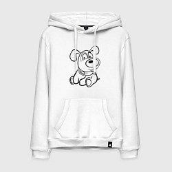 Толстовка-худи хлопковая мужская Щенок глазастый, цвет: белый