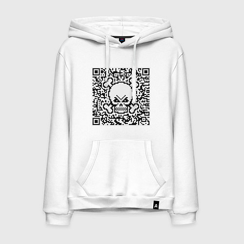 Мужская толстовка-худи QR Skull / Белый – фото 1