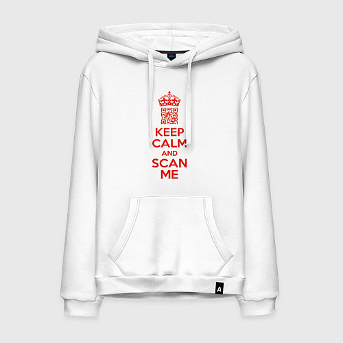 Мужская толстовка-худи Keep calm and scan me - fuck off / Белый – фото 1