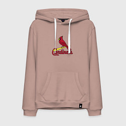 Толстовка-худи хлопковая мужская St Louis Cardinals - baseball team, цвет: пыльно-розовый
