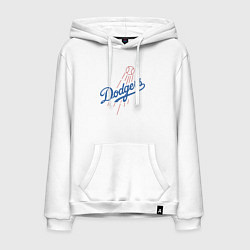 Толстовка-худи хлопковая мужская Los Angeles Dodgers baseball, цвет: белый