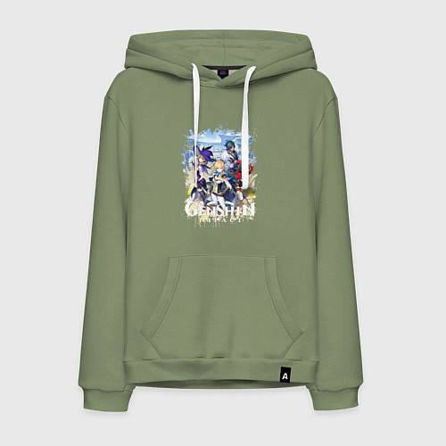 Мужская толстовка-худи ГЕРОИ В ТЕВАЙТЕ ГЕНШИН ИМПАКТ / Авокадо – фото 1