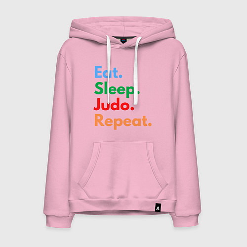 Мужская толстовка-худи Eat Sleep Judo Repeat / Светло-розовый – фото 1