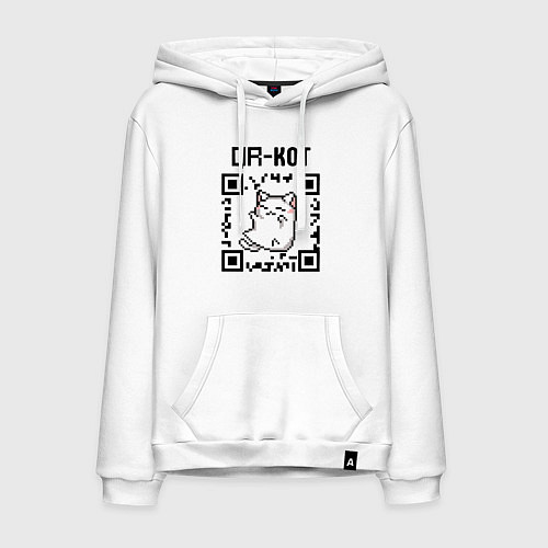 Мужская толстовка-худи QR кот QR code / Белый – фото 1