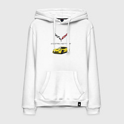 Толстовка-худи хлопковая мужская Chevrolet Corvette motorsport, цвет: белый