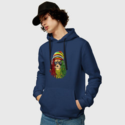 Толстовка-худи хлопковая мужская Rasta lioN, цвет: тёмно-синий — фото 2