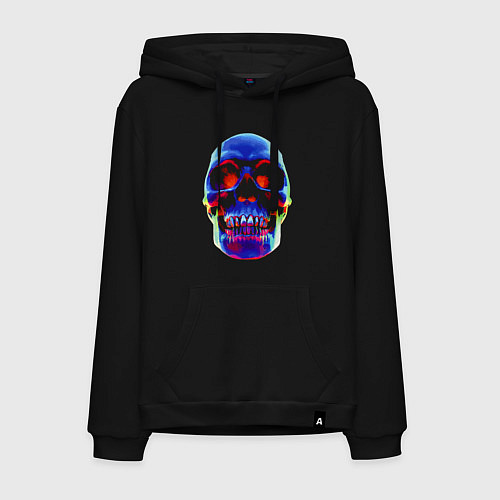 Мужская толстовка-худи Cool neon skull / Черный – фото 1