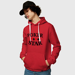 Толстовка-худи хлопковая мужская Poker Star, цвет: красный — фото 2