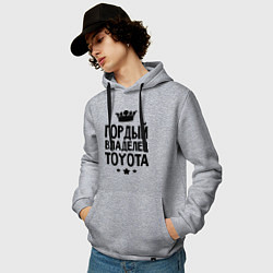 Толстовка-худи хлопковая мужская Гордый владелец Toyota, цвет: меланж — фото 2