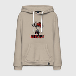 Толстовка-худи хлопковая мужская ELDEN RING время путешествовать Элден Ринг Игра, цвет: миндальный