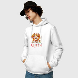 Толстовка-худи хлопковая мужская Queen, логотип, цвет: белый — фото 2
