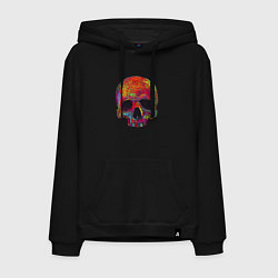 Толстовка-худи хлопковая мужская Cool color skull, цвет: черный