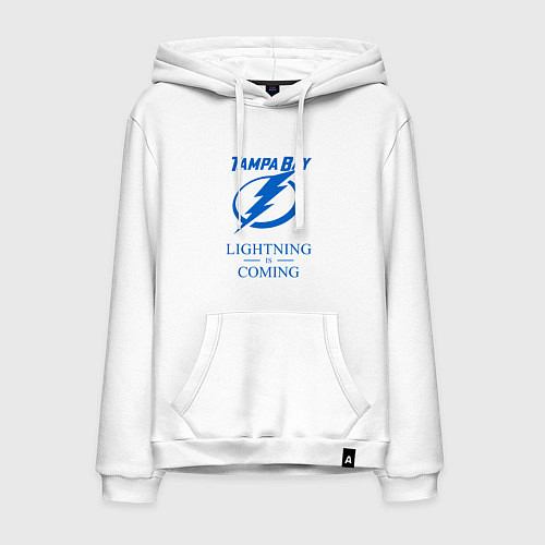 Мужская толстовка-худи Tampa Bay Lightning is coming, Тампа Бэй Лайтнинг / Белый – фото 1