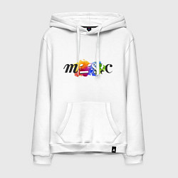 Толстовка-худи хлопковая мужская Music Color, цвет: белый