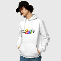 Толстовка-худи хлопковая мужская Music Color, цвет: белый — фото 2