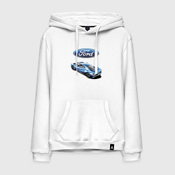 Толстовка-худи хлопковая мужская Ford Motorsport Racing team, цвет: белый