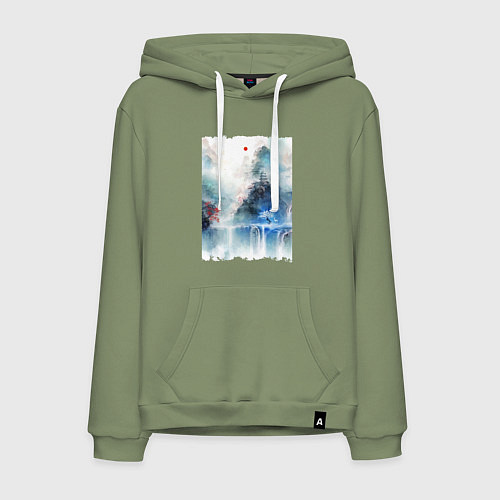 Мужская толстовка-худи Изумительный японский пейзаж / Авокадо – фото 1