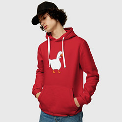 Толстовка-худи хлопковая мужская ГУСЬ С НОЖОМ МЕМ, цвет: красный — фото 2