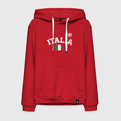 Толстовка-худи хлопковая мужская Футбол Италия, цвет: красный