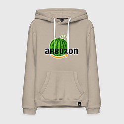 Толстовка-худи хлопковая мужская Арбузон, цвет: миндальный