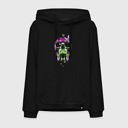Толстовка-худи хлопковая мужская Skull & Butterfly Neon, цвет: черный