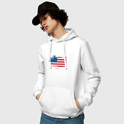 Толстовка-худи хлопковая мужская Американский флаг Stars, цвет: белый — фото 2