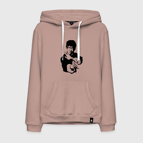 Мужская толстовка-худи Легендарный Брюс Ли / Пыльно-розовый – фото 1