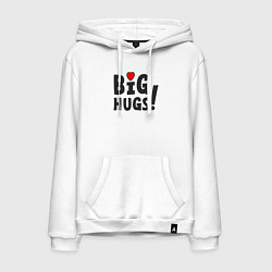 Толстовка-худи хлопковая мужская Big hugs!, цвет: белый