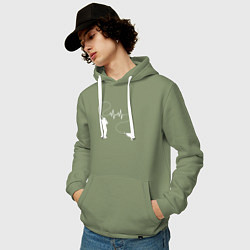 Толстовка-худи хлопковая мужская Сердцебиение рыбалки, цвет: авокадо — фото 2