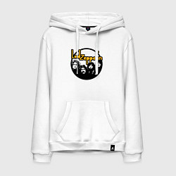 Толстовка-худи хлопковая мужская Led Zeppelin Лед Зеппелин, цвет: белый