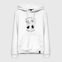 Толстовка-худи хлопковая мужская МЫШИ УЗУЙ ТЕНГЕНА МЫЩЦЫ МЫЩЦЫ, цвет: белый