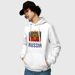 Толстовка-худи хлопковая мужская Russia - Союз, цвет: белый — фото 2