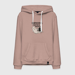 Толстовка-худи хлопковая мужская Котик Доверься мне я работаю на компьютере, цвет: пыльно-розовый