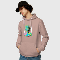 Толстовка-худи хлопковая мужская Gorgon Medusa Vaporwave Neon, цвет: пыльно-розовый — фото 2