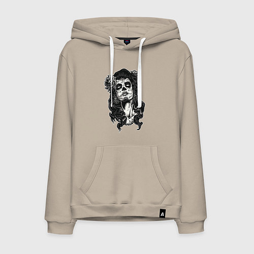 Мужская толстовка-худи Santa Muerte Black Art / Миндальный – фото 1