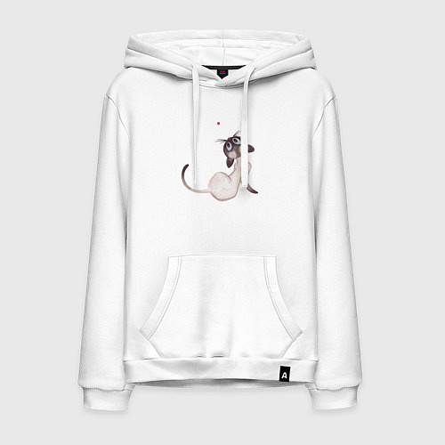Мужская толстовка-худи Кот охотится на красную точку / Белый – фото 1