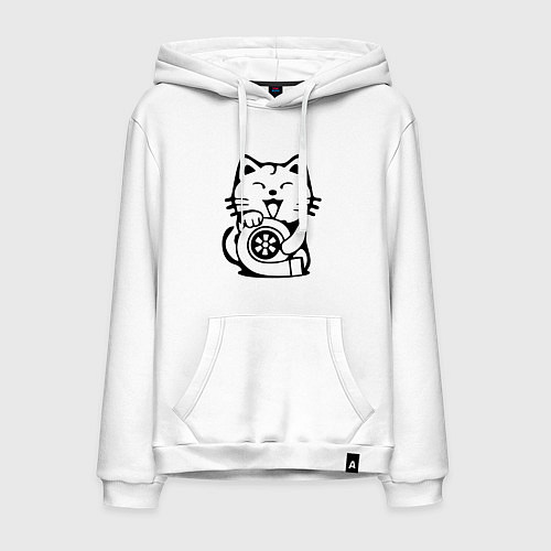 Мужская толстовка-худи JDM Cat & Engine Japan / Белый – фото 1