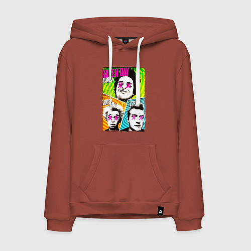 Мужская толстовка-худи GREEN DAY ГРИН ДЭЙ ПОСТЕР / Кирпичный – фото 1