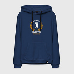 Толстовка-худи хлопковая мужская Лого Juventus и надпись Legendary Football Club, цвет: тёмно-синий