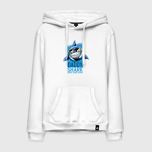 Мужская толстовка-худи Папочка акула / Белый – фото 1