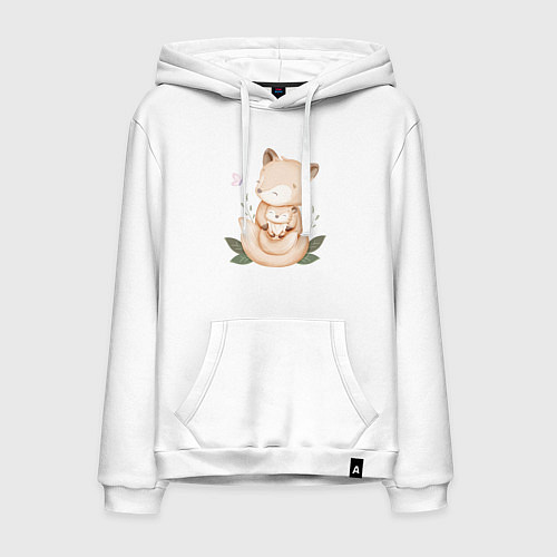 Мужская толстовка-худи Милые Лисята Обнимаются / Белый – фото 1
