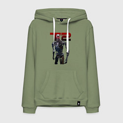 Толстовка-худи хлопковая мужская Terminator 2 - T800, цвет: авокадо