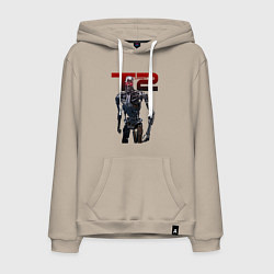 Толстовка-худи хлопковая мужская Terminator 2 - T800, цвет: миндальный