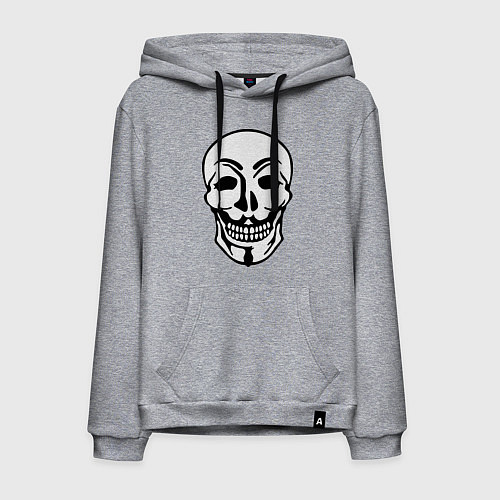 Мужская толстовка-худи Анонимус - череп / Меланж – фото 1